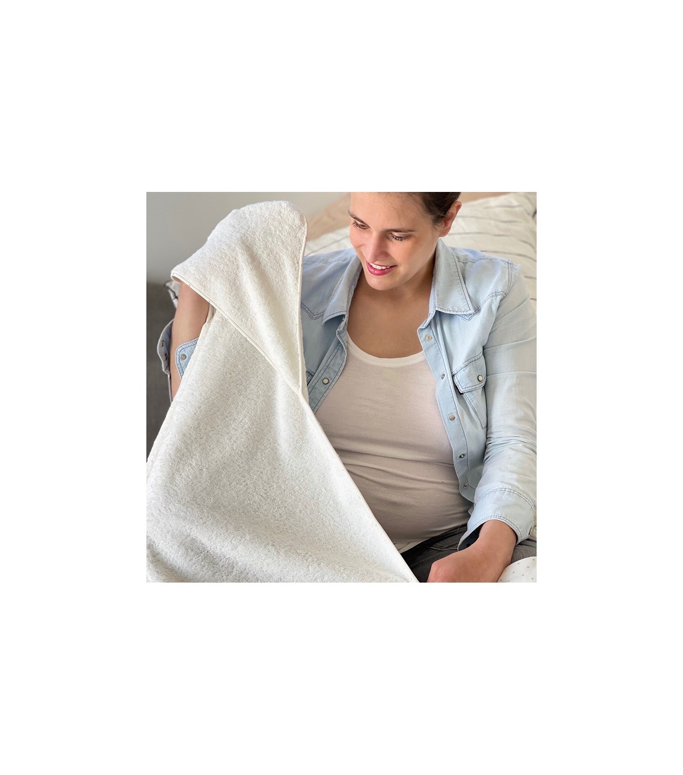 Serviette de bain à capuchon pour bébé, fibre de bambou biologique, cape de  bain absorbante absorbante extra douce, blanc, naissance 0-3 ans, 90x90cm