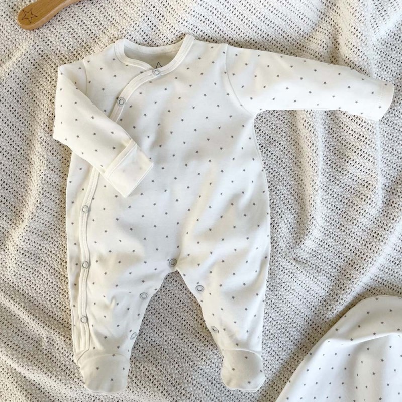 Pyjama bébé en coton bio étoiles grises