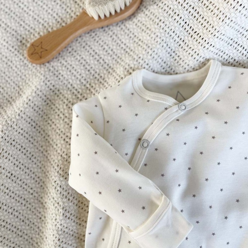 Pyjama bébé en coton bio étoiles grises