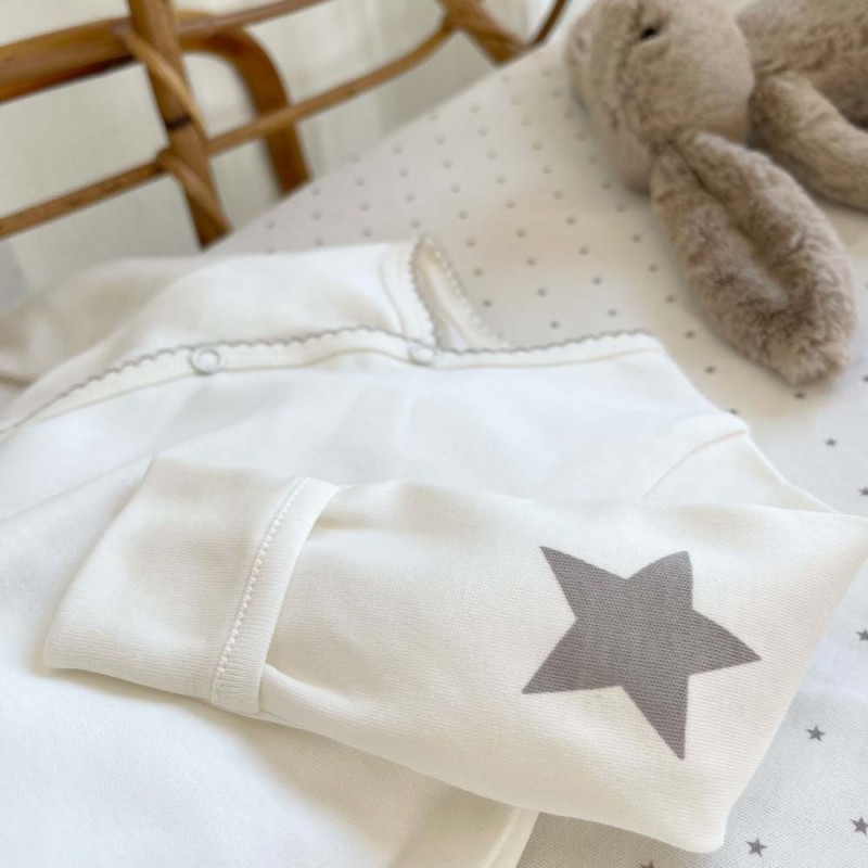 Pyjama fin bébé en coton bio coudières grises