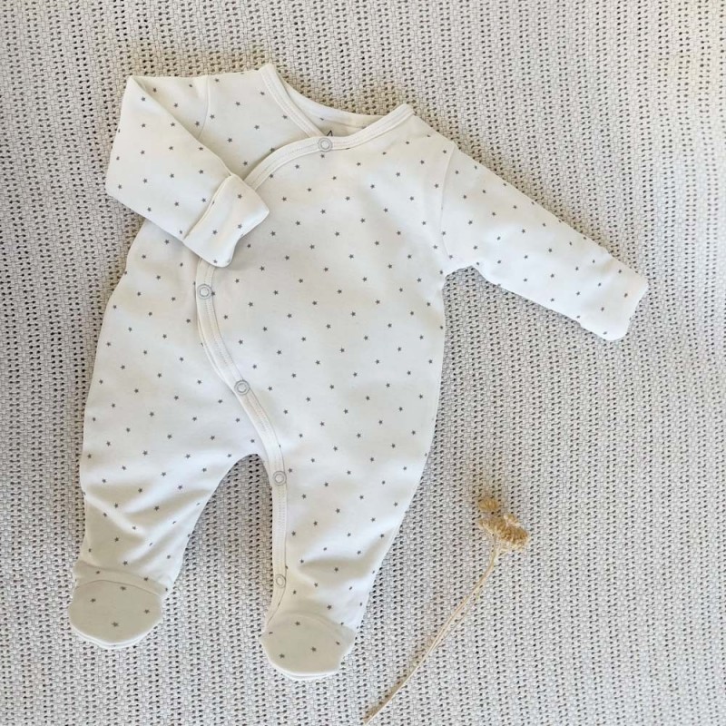 Pyjama épais en molleton bébé étoiles grises