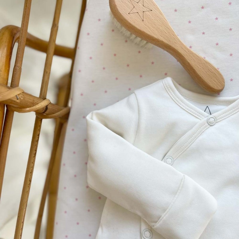 Pyjama épais bébé en coton bio étoiles roses