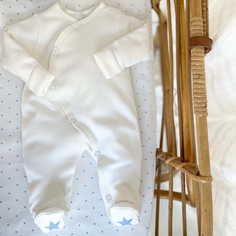 Pyjama épais bébé en coton bio étoiles bleues