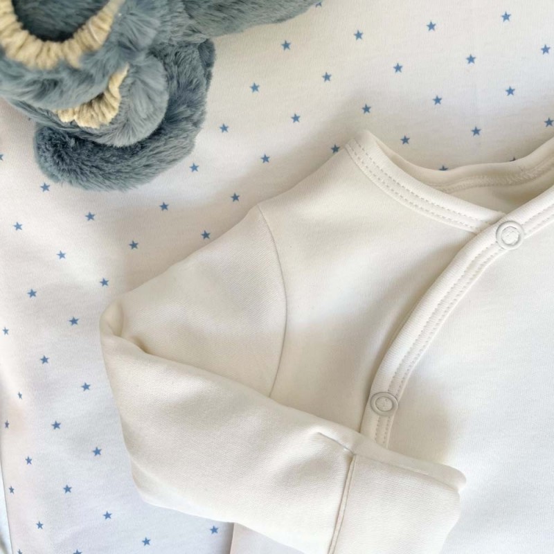 Pyjama épais bébé en coton bio coudières bleues