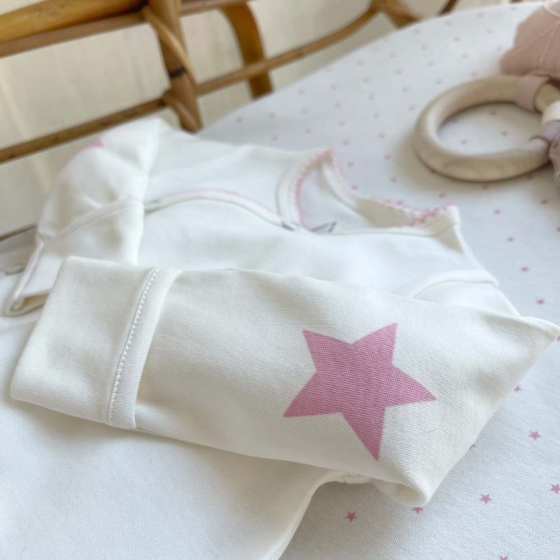 Pyjama fin bébé en coton bio coudières roses