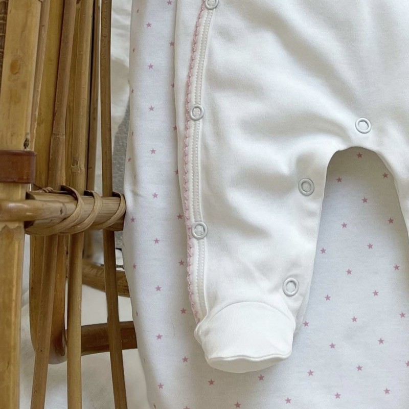 Pyjama fin bébé en coton bio coudières roses