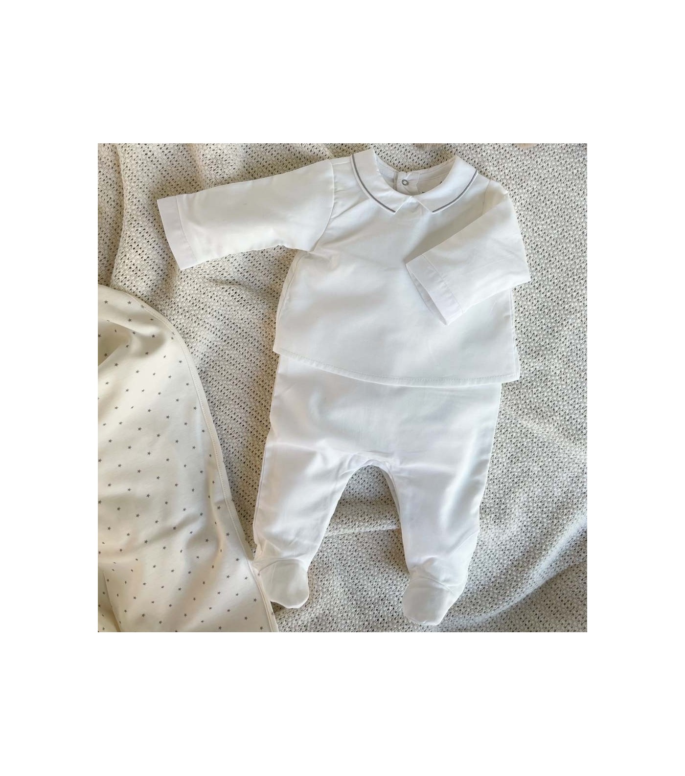 Pyjama élégant bébé garçon 2 en 1 Col gris - Ma Première Valise