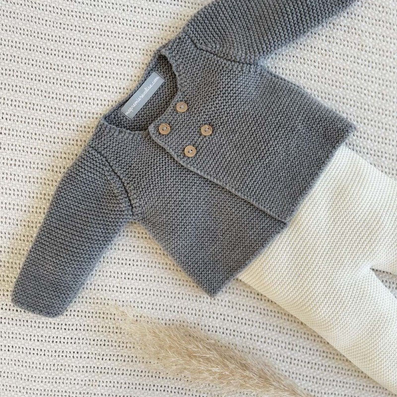 Gilet bébé laine et coton gris