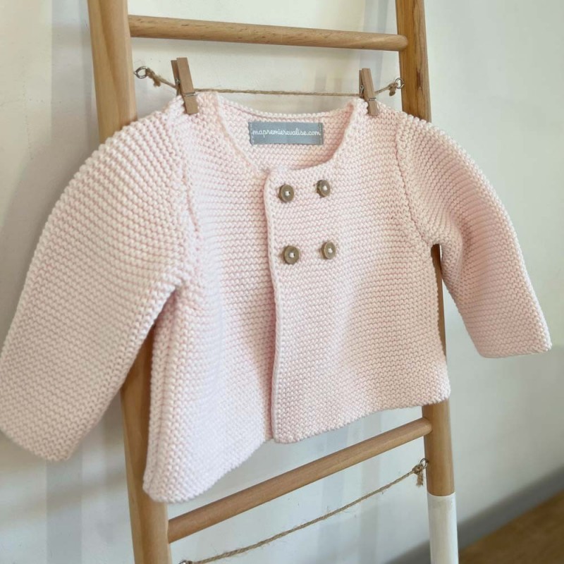 Brassière bébé laine et coton rose