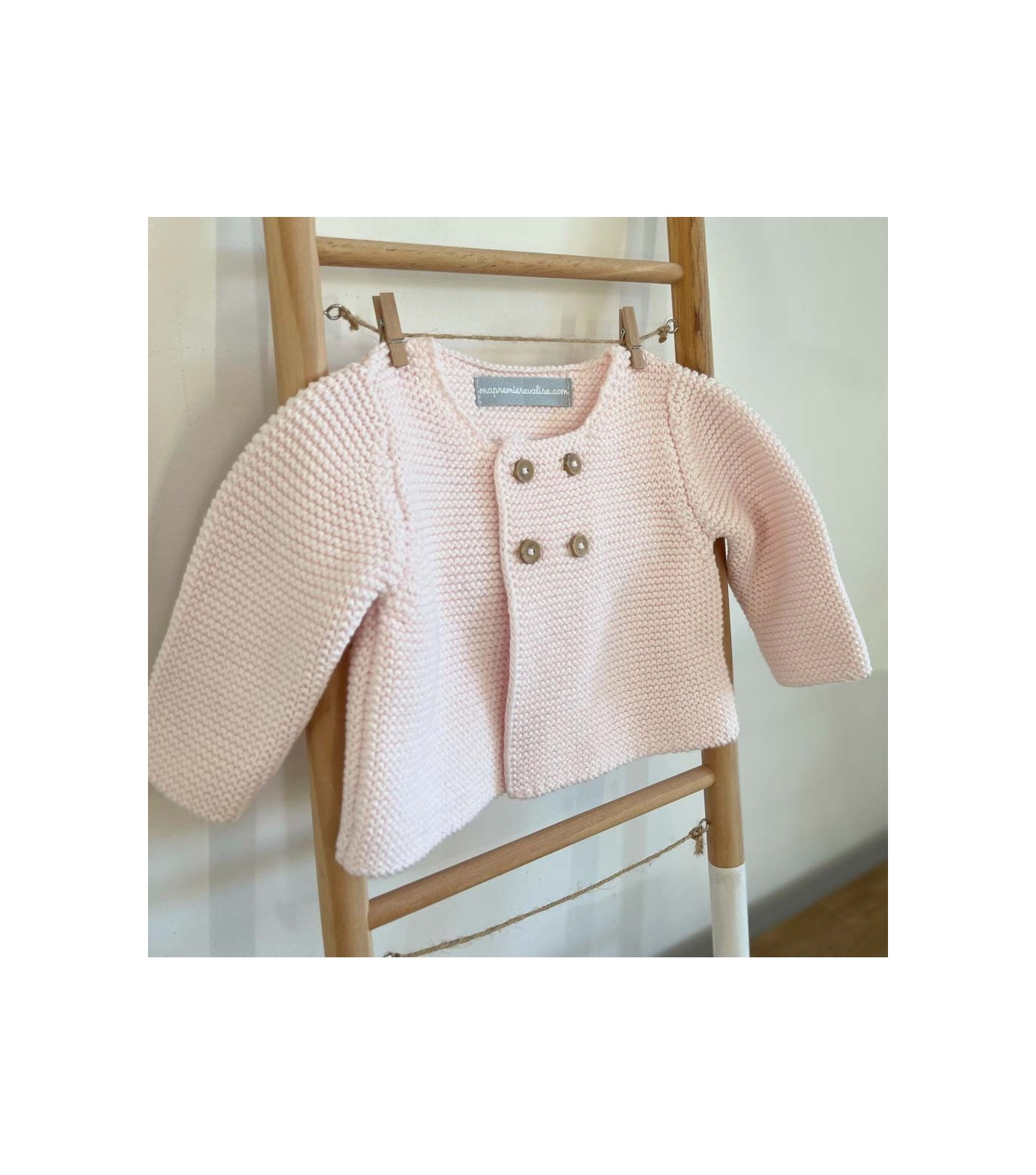 Brassière bébé en coton et laine - rose saumon clair, Bébé