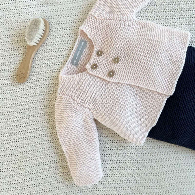 Brassière bébé laine et coton rose