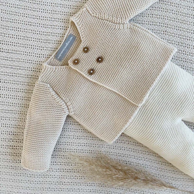 Gilet bébé laine et coton crème