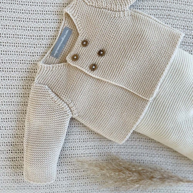 Gilet bébé laine et coton crème