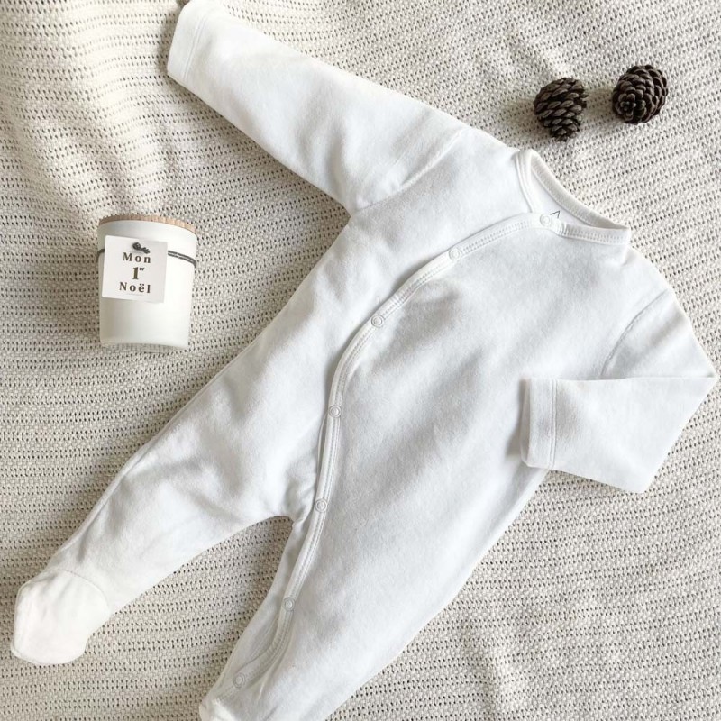 Pyjama velours bébé en coton bio flocon