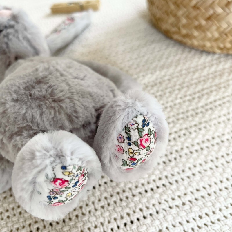 Doudou lapin gris liberty