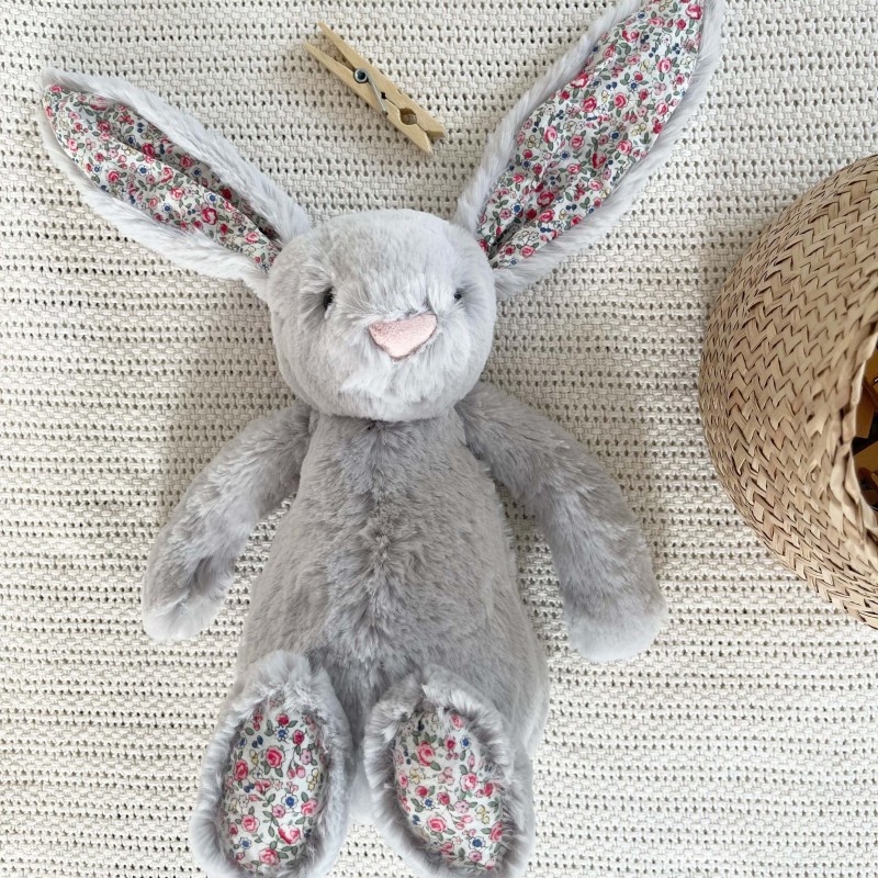 Doudou lapin gris liberty