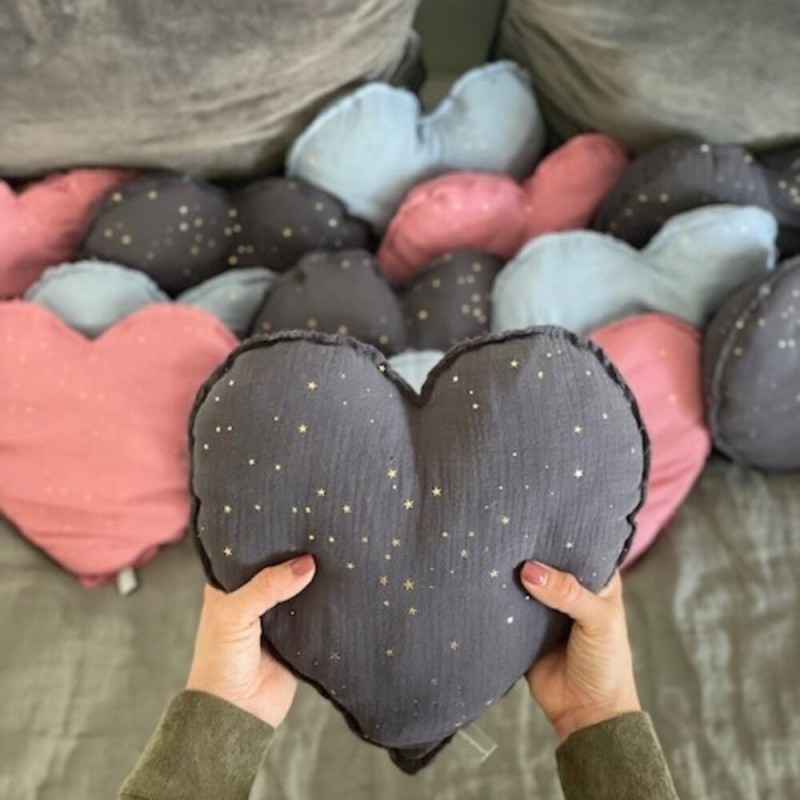 Coussin Coeur gris