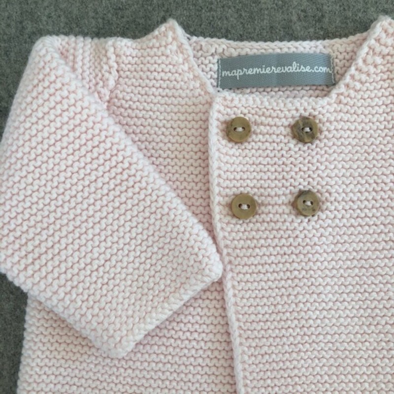 Brassière bébé laine et coton rose
