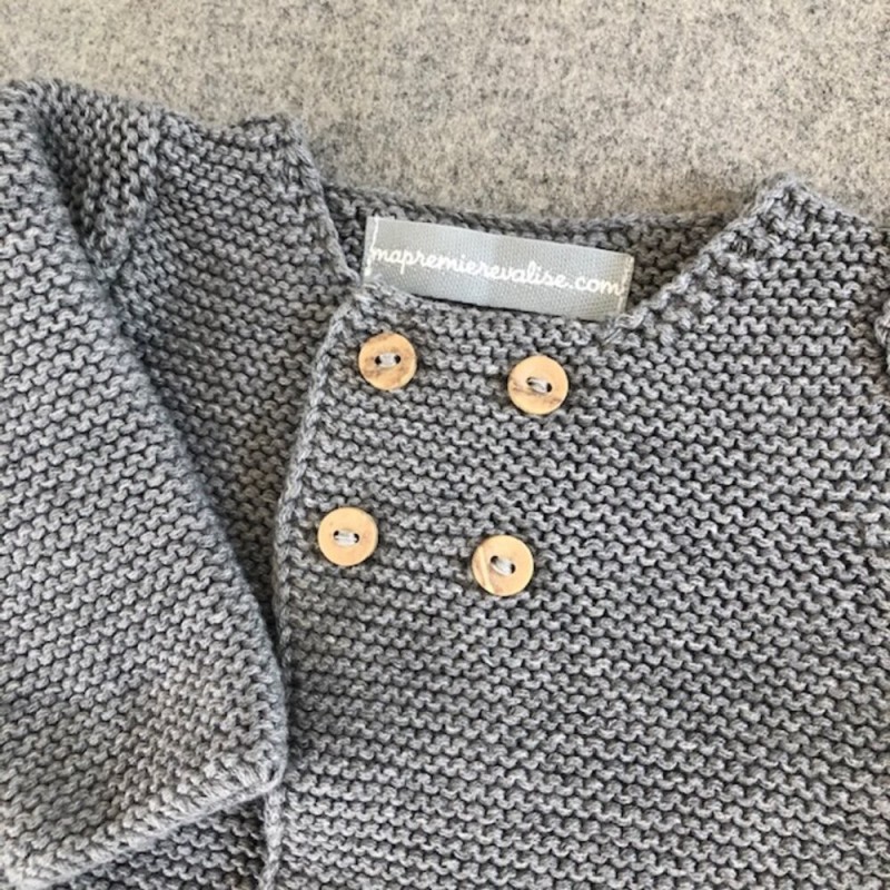 Gilet bébé laine et coton gris
