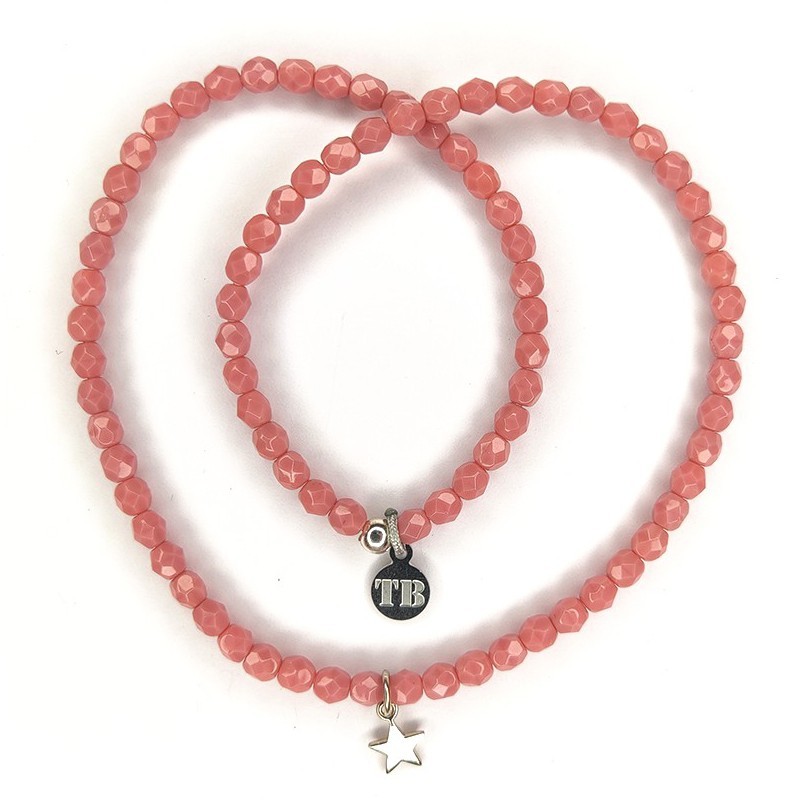 Collier double Bracelet rose