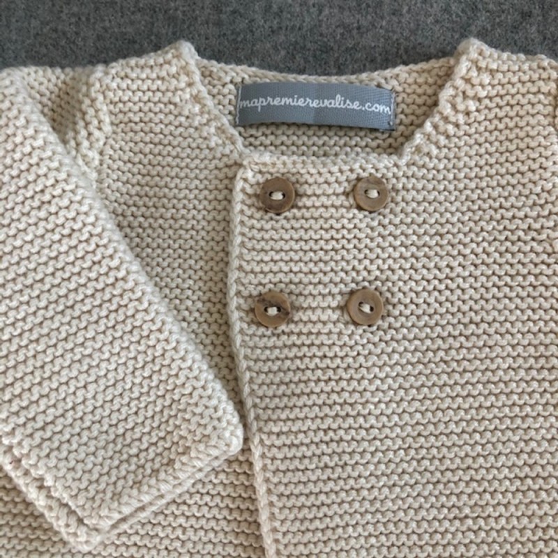 Gilet bébé laine et coton crème