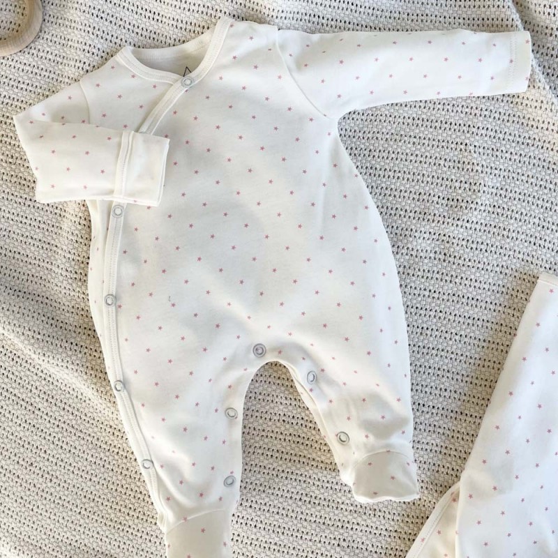 Pyjama bébé en coton bio étoiles rose