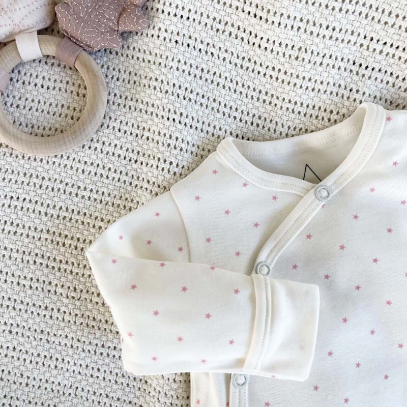 Pyjama bébé en coton bio étoiles rose