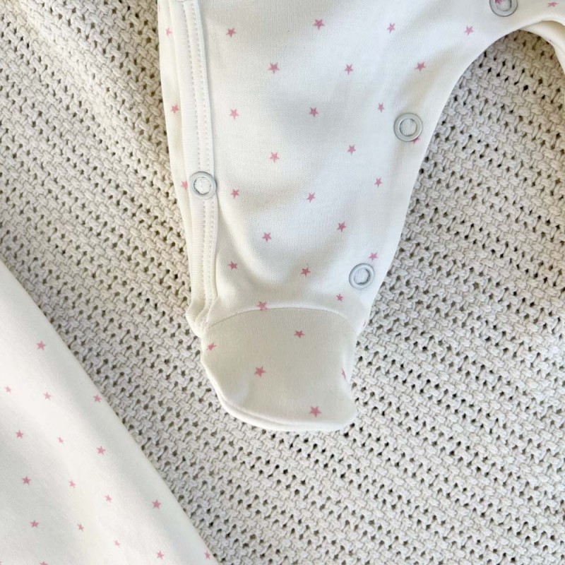 Pyjama bébé en coton bio étoiles rose