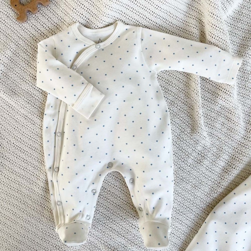 Pyjama bébé en coton bio étoiles bleues