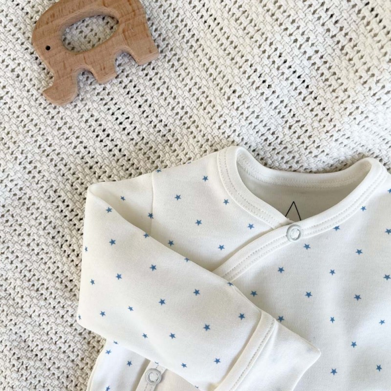 Pyjama bébé en coton bio étoiles bleues