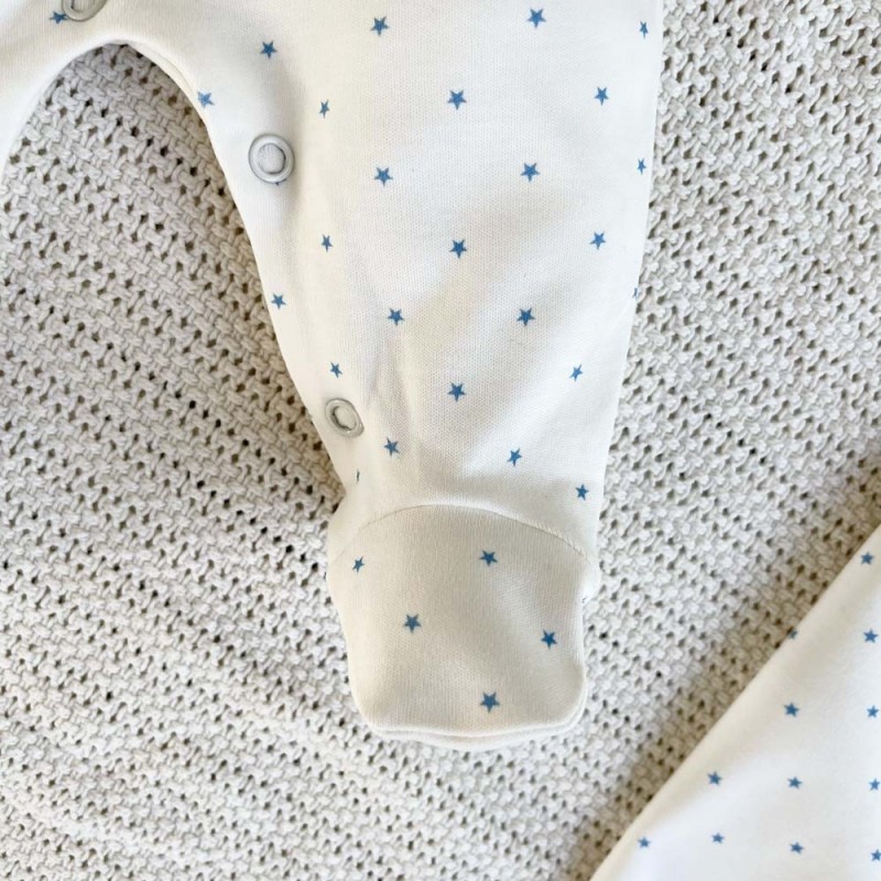 Pyjama bébé en coton bio étoiles bleues
