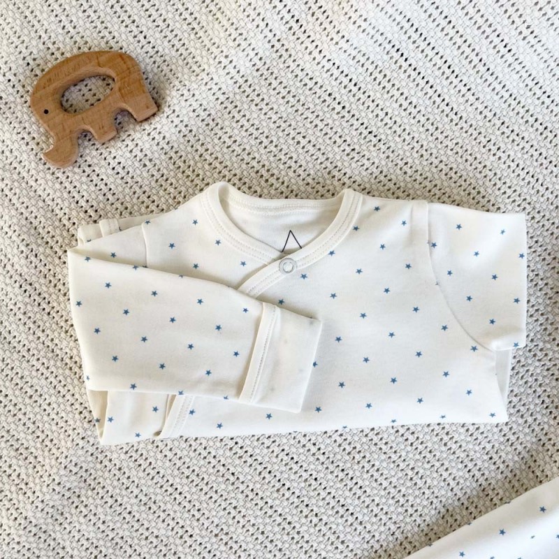 Pyjama bébé en coton bio étoiles bleues