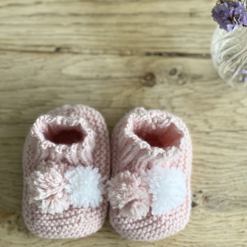 Chaussons bébé tricot rose