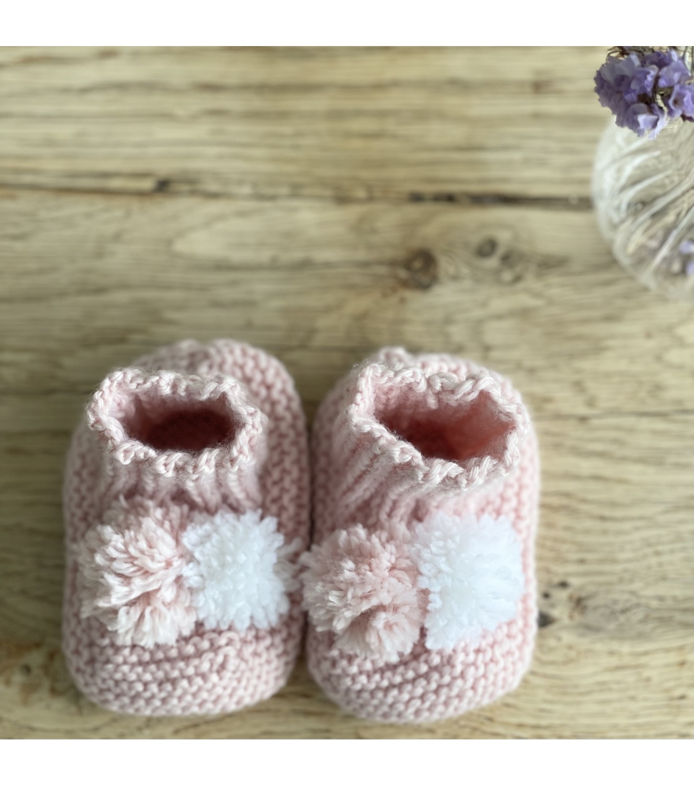 Chaussons bébé tricot rose - Ma Première Valise