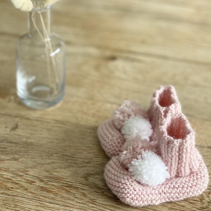 Chaussons bébé tricot rose
