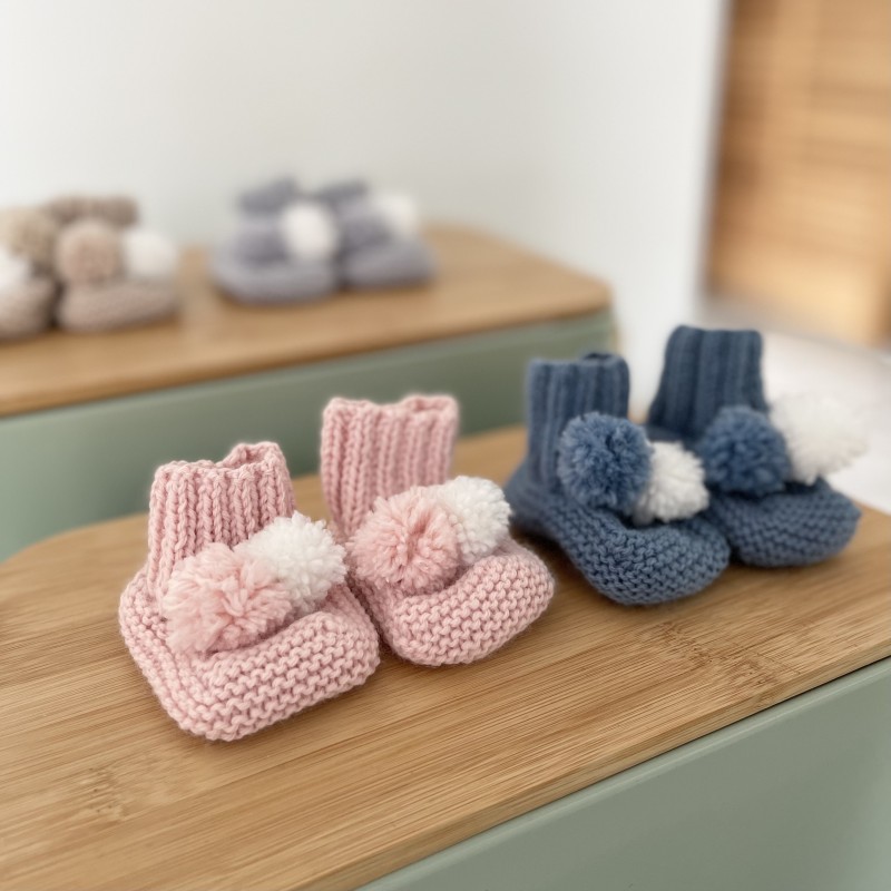 Chaussons bébé tricot rose