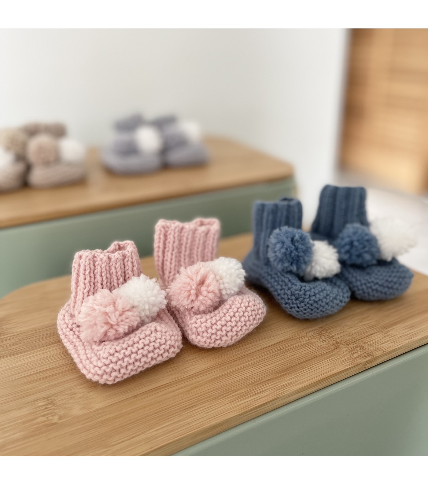 Chaussons bébé tricot rose - Ma Première Valise