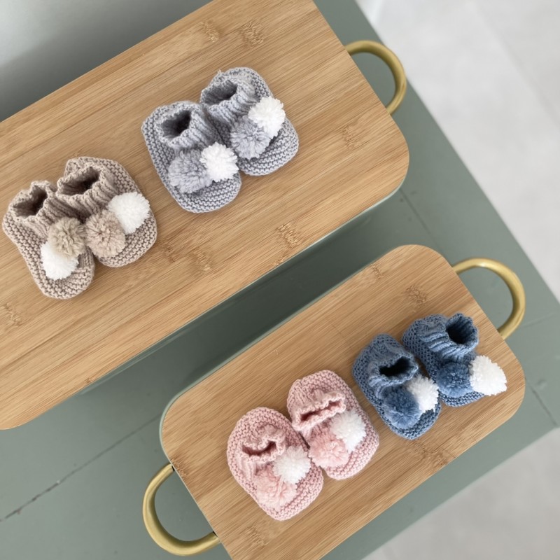 chaussons bébé tricot gris