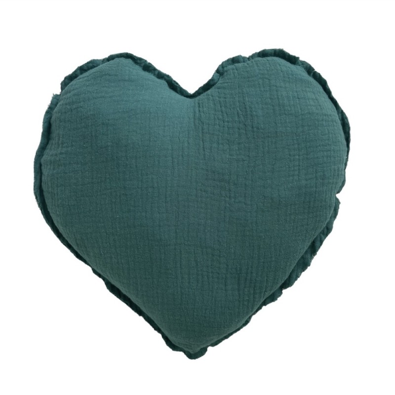 Coussin coeur vert