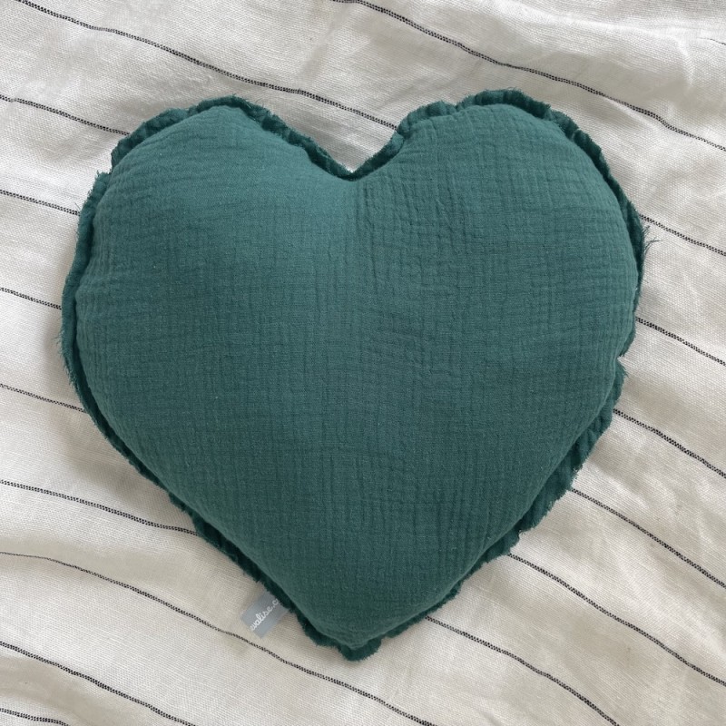 Coussin coeur vert