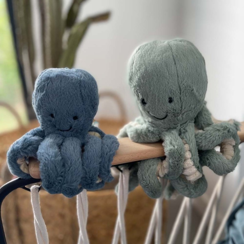 Peluche pieuvre bleu pétrole - Ma Première Valise